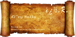 Őry Rella névjegykártya